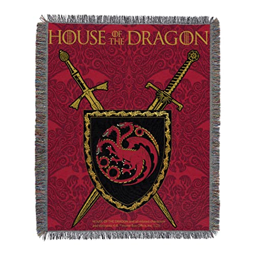 "Northwest House of The Dragon Woven Tapestry Throw Blanket, 48"" x 60"", Remember Blood"