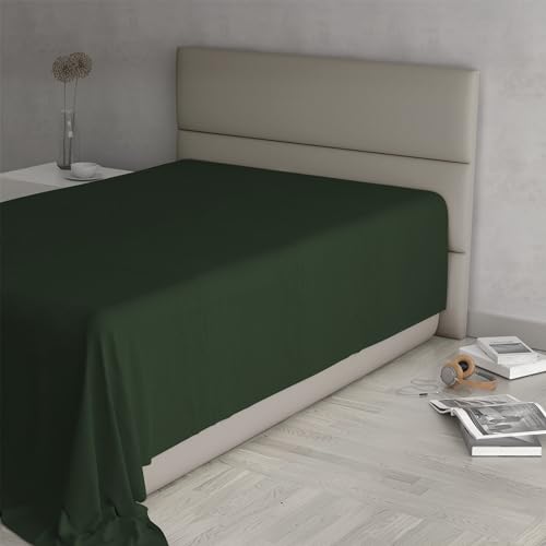 MAX COLOR Top Sheet, 100% Cotton, Plain, Olive Green, Queen Size 180 x 300 cm