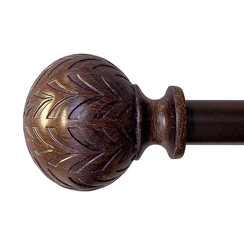 Hermosa 86-128 Inch Adjustable Curtain Rod Set, 5/8 Inch Diameter in Walnut