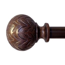 Hermosa 86-128 Inch Adjustable Curtain Rod Set, 5/8 Inch Diameter in Walnut