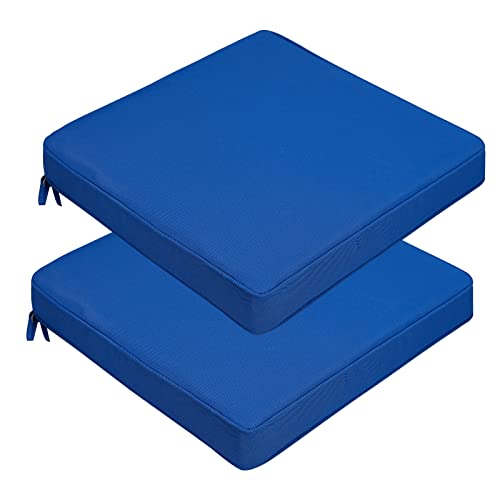 JMGBird Outdoor Chair Cushions 19 x 19 Inch, Set of 2 Outdoor Seat Cushions for Patio Furniture, Water Resistant Square Corner Patio Cushions for Garden Sofa Couch Chair Pads with Adjustable Straps