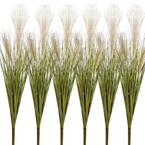 Melorca&Guilla Artificial Plants 6PCS 31.5??? Fake Tall Grass,Faux Plant,Tall Onion Faux Grass Plants,Artificial Greenery Shrubs Bushes for Garden Porch Window Box Shop Office Home D??cor