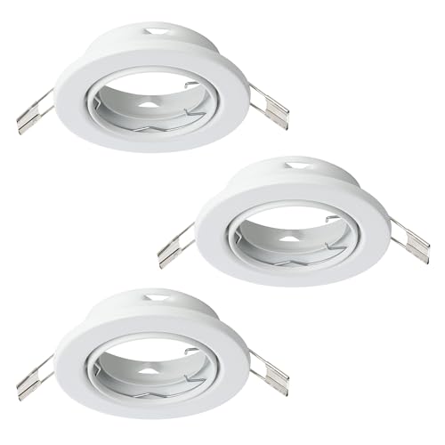 Eglo Set of 3 recessed spotlights Agulo 1, Adjustable Ceiling Lights, Round Spots Without Bulbs, White Steel Lamps, GU10 Base, Ø 8.6 cm