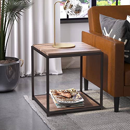 DHP Furniture Quincy End & Side Table, Weathered Oak Look