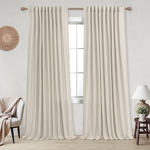 KOUFALL Back Tab Rod Pocket Linen Sheer Curtains for Living Room-Linen-72x108