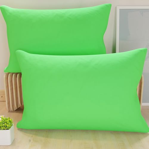 PETTI Artigiani Italiani - Pair of Pillow Cases 60 x 40 cm in Microfibre, Pillows for Bedroom Furniture, Sofa, Set of 2 Cushion Covers, Solid Colour Pillowcase Apple Green