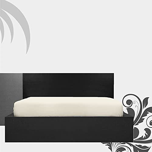 400 Thread Count King Size Deep Fitted Sheet- 100% Egyptian Cotton Bed Sheets- 40 cm Luxury Bedding Sheet- Cream