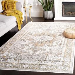 Safavieh Arizona Collection Traditional Rug - Machine Washable & Non Slip - Ideal for High Passage Areas - Arizona Collection - Short Pile Rug, Beige & Gold, 120 x 180 cm