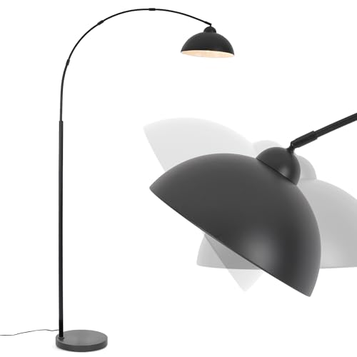 LuminexDesigns Arc Floor Lamp for Living Room 204cm, 5-Minute Easy Assembly, Heavy 5kg Metal Base, E27 Standing Lamp, Black Floor Lamp for Reading & Relaxing (Bulb Not Included)