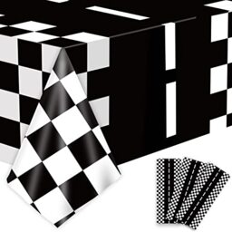 3pcs Checkered Race Car Birthday Party Supplies Disposable Two Fast Birthday Tablecloths Decorations Plastic Black and White Checkered Race Flag Table Cover Favors for Two Fast Birthday Baby Shower
