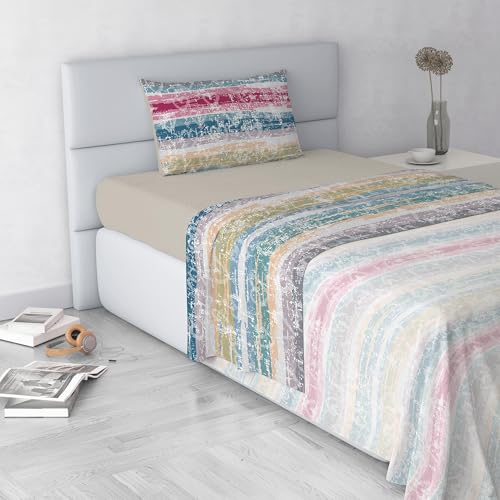 Fashion Microfibre Duvet Cover Set, Made in Italy, Love Lines, Single