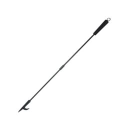Relaxdays fire poker, 91.5 cm long, fire hook with wooden handle, hanging loop, stove & fire bowl, iron, black