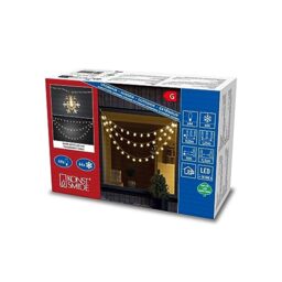Konstsmide LED Curtain Fairy Lights Swag/44 Clear Snowflakes/44 Warm White Diodes/Outdoor or Indoor/Transparent Cable/Mains Powered/1.25m Wide and 10m Lead