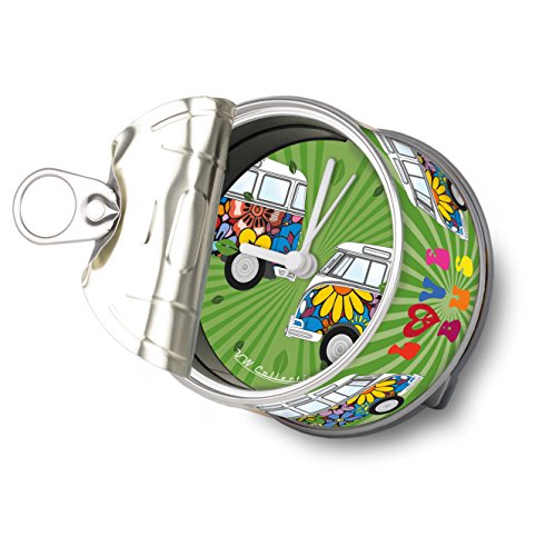 BRISA VW Collection Volkswagen Table Clock, Magnet Clock, MyClock also customizable, Photo Gift in T1 Bus, Beetle, GTI Design (Love Bus/Green)
