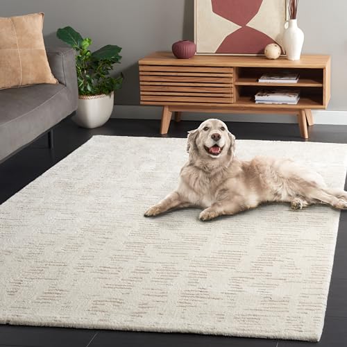 Safavieh Stripped Rug for Living Room, Dining Room, Bedroom - Neptune Collection, Short Pile, in Ivory and Beige, 244 X 305 cm