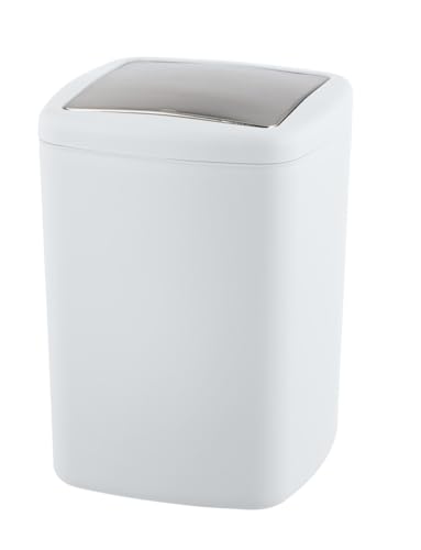 WENKO Bathroom Bin with Lid 8.5 L Barcelona White Shatterproof Plastic 20.5 x 28.5 x 20.5 cm