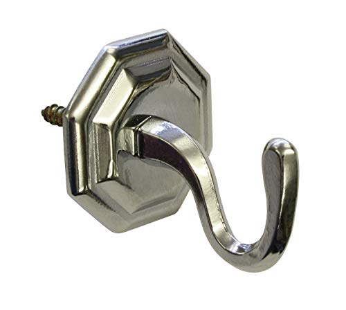 GARDINIA Decorative hooks for curtains and curtains, tiebacks for screws, classic, 1 piece, length 4 cm, metal, chrome