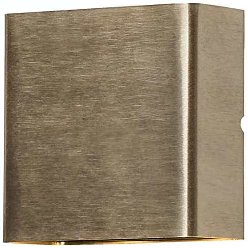 Konstsmide Outdoor Wall Light Mains Powered/Chieri Modern Up Down/LED High Power 4 x 1 W Lamp/Clear Glass/Brass/IP54/Outside Light Brass