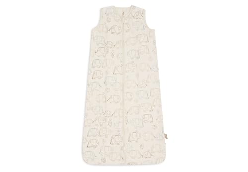 Jollein Muslin Summer Baby Sleeping Bag - Elephant Tales - 90cm - 100% Cotton - 0.5 TOG - Summer Baby Sleeping Bag - OEKO-TEX Certified