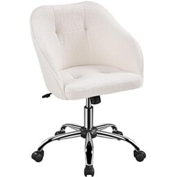 Yaheetech Boucle Ergonomic Vanity Chair, Swivel for Office Bedroom, Ivory