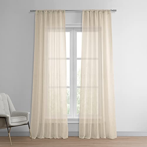 HPD Half Price Drapes SHCH-SS071611-108 Solid Linen Sheer Curtain (1 Panel), 50 X 108, Cotton Seed, Polyester Blend, 50 in x 108 in