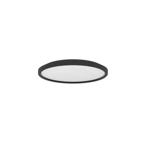 Eglo LED Office Ceiling Light Fixture Testara-E, Ø 30 cm, 2600 lumens, Black Flush Mount lamp for Kitchen, Round Lighting, Neutral White