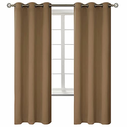 BGment Living Room Blackout Curtains - Eyelet Thermal Insulated Blackout Curtains for Bedroom, 2 Panels of 102 x 183 cm, Brownish Grey