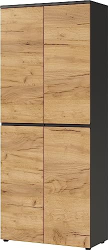 Germania GW-LISSABON Filing cabinet 4266-549, in Graphite/Navarra-oak repro, with two doors, 80 x 197 x 40 cm (W/H/D)