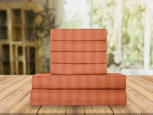Elegant Comfort Luxury Soft Bed Sheets Dobby Stripe 1500 Premium Hotel Quality Microfiber Softness Wrinkle and Fade Resistant (4-Piece) Bedding Set, Twin, Stripe Cooper