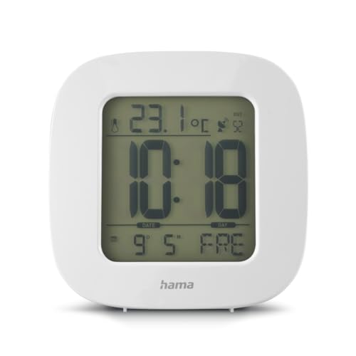 Hama RC 45 Alarm Clock – Digital Alarm Clock, White, LCD, Blue, AAA, 78 mm