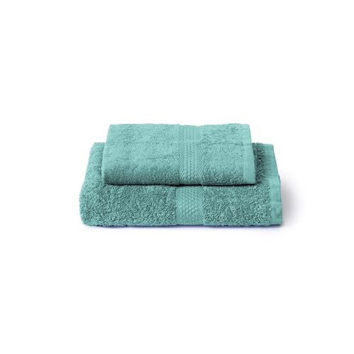 Caleffi Set of 2 Bath Towels and Bidet in Cotton, Wash-resistant Towels, Includes 1 Face Towel 55 x 100 cm and 1 Guest Bidet Towel 40 x 60 cm, 2 Pieces