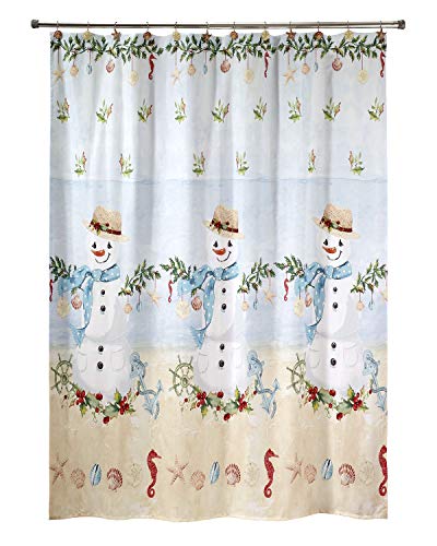 Avanti Linens Coastal Snowman Collection, Polyester, Multi Color, Shower Curtain