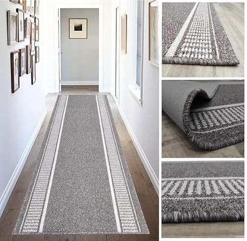 Tadi & Imperio1979 Long Runner for Hallway, Kitchen, Non-Slip Entrances, Taupe and Charcoal, Machine Washable and Hand Washable.