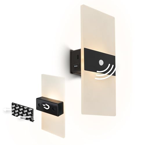 BRILONER Sticklights - Rechargeable wall Light Without Wiring and Drilling, Motion Sensor, Magnetic, Sticky wall Lights, Battery, LED, 22x4x10 cm, Black
