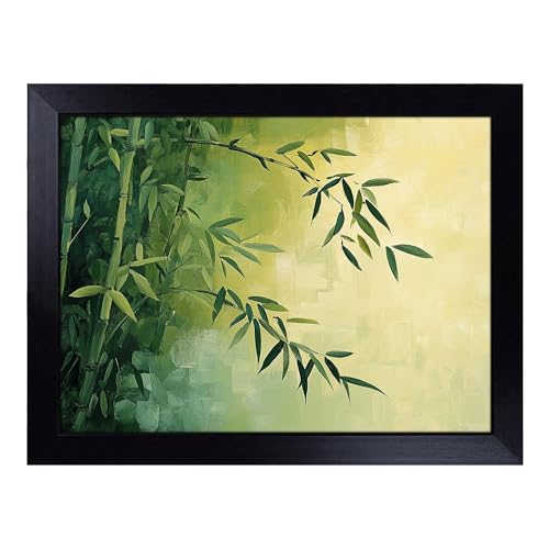 Lap Tray with Bean Bag Cushion, Bamboo Forest - Handmade in the UK, Raised Wooden Edge, Padded Cushion, Heat-Resistant Wipe-Clean Surface, for Meals, Laptops and Crafts