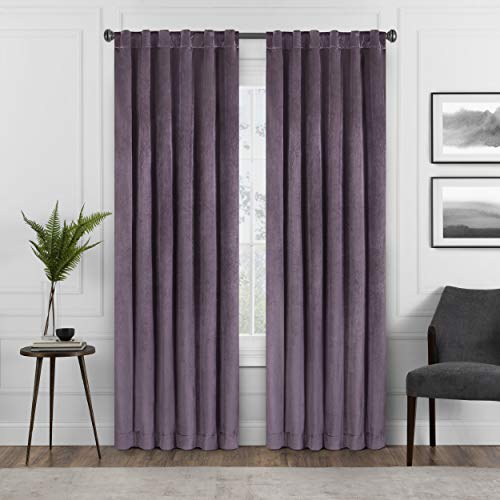"Eclipse Harper Velvet Rod Pocket Curtains for Bedroom, Single Panel, 50"" x 95"", Plum"