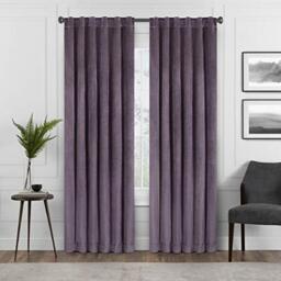 "Eclipse Harper Velvet Rod Pocket Curtains for Bedroom, Single Panel, 50"" x 95"", Plum"