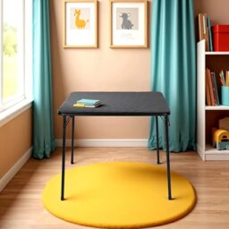 FurnitureR Kid's Foldable Table - Portable Activity Table for Play and Study, Safe and Durable, Easy to Store,Black