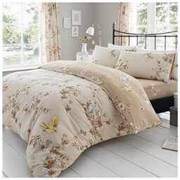 Gaveno Cavailia Luxury BIRDIE BLOSSOM Bed Set with Duvet Cover and Pillow Case, Polyester-Cotton, Natural, Single