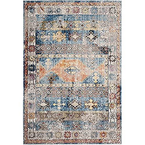 Safavieh Trendy New Transitional Indoor Woven Rectangle Area Rug, Bristol Collection, BTL358, in Blue / Grey, 183 X 274 cm for Living Room, Bedroom or Any Indoor Space