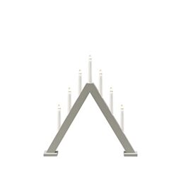 Konstsmide Christmas Lights/Modern Candle Bridge/Grey Lacquered Wood/Indoor Use (IP20)/230V Indoor/7 Candles with Clear Bulbs/White Cable with On Off Switch