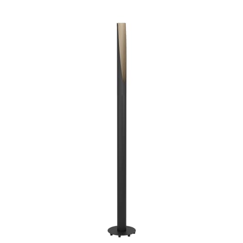 Eglo LED Floor lamp Barbotto, Elegant Corner floorlamp, Standing lamp Made of Steel in Black and Wood in Natural Colour, FSC Certified, Living Room Lighting, Warm White, 137 cm