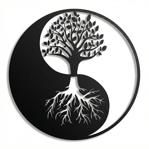"DEKADRON Metal Wall Art, Tree of Life Wall Art, Metal Yin Yang Wall Decor, Interior Decoration, Wall Hangings (28"" W x 28"" H / 72x72 cm)"