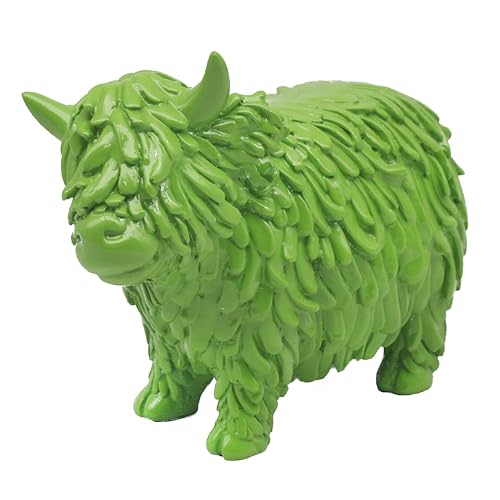 Lesser & Pavey Highland Cow Green Decor Figurine - Fresh Green Finish, Rustic Decorative Theme, Attractive Ornament, Ideal for Home and Office Decor, Unique Gift Idea