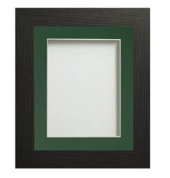 Frame Company Watson Black Picture Photo Frame fitted with Perspex, 7x5 inch with Bottle Green Mount for image size 5x3 inch
