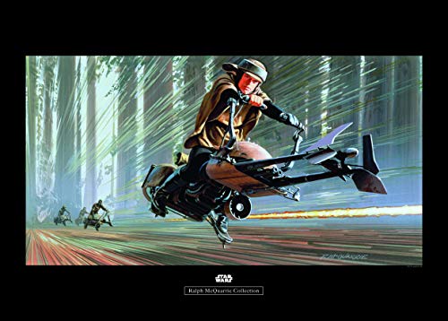 Komar Wall Picture Star Wars Classic RMQ Endor Speeder Children's Room Decoration Art Print Without Frame Available in 3 Sizes, Colourful, WB138-70x50