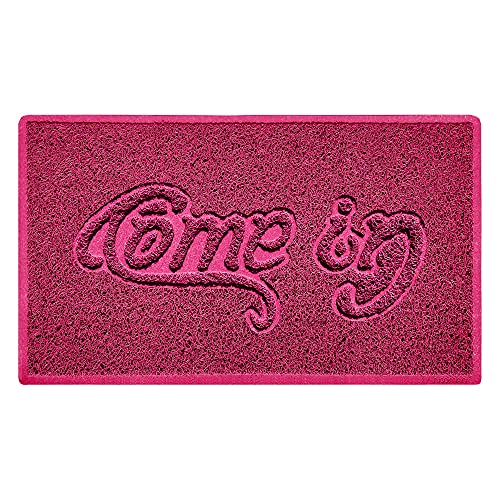 Nicoman COME-IN Embossed Shape Door Mat Dirt-Trapper Washable Barrier Doormat-(Use Indoor or Sheltered Outdoor)-(75x44cm/29.5x17.3inches,Medium) Pink