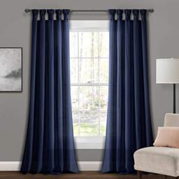 "Lush Decor Tab-Top Window Curtain Panel Pair (95"" x 45""), 35% Cotton,60% Polyester,5% Linen, Navy, 45"" W x 95"" L (Pack of 1)"