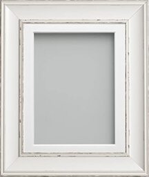 Frame Company Brooke Antique White Photo Frame, White Mount, 10x8 for 8x6 inch, fitted with perspex