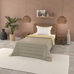 Summer Microfibre Duvet Plain Colour, Basic, Dove Grey/Cream, 200 x 240 cm